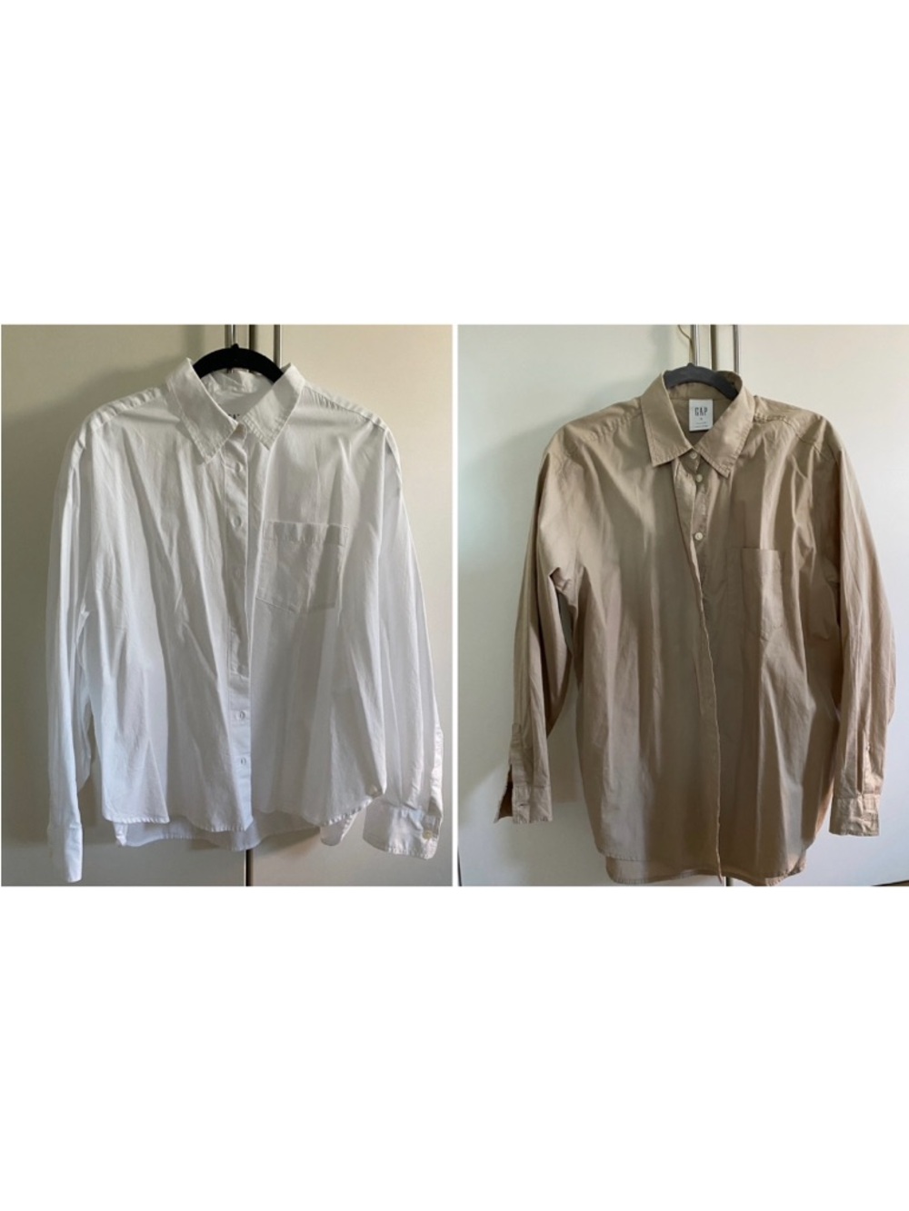 GAP Bundle Big Shirt Button-Up White and Beige 100% Cotton